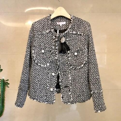 Ladies coat new style fashion single-breasted temperament woolen tweed fringed woolen short coats and jackets women