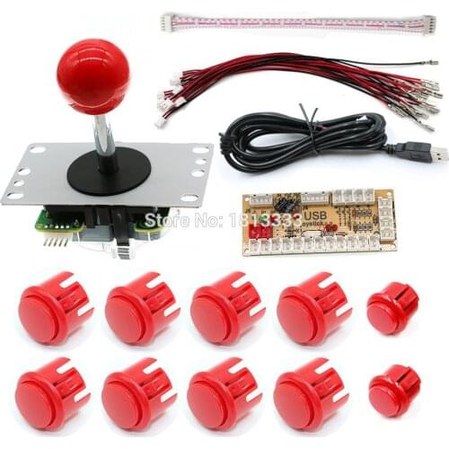 Retro Arcade Game Raspberry Pi Copy SANWA Joystick DIY Kit USB Board Zero Delay Encoder To PC 30MM 24MM Push Button
