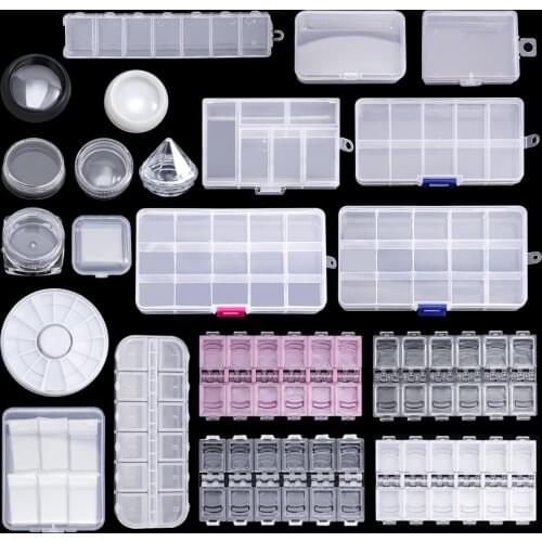 1pcs Transparent Nail Art Empty Storage Case Box Nail Glitter Rhinestone Crystal Jewelry Accessories Plastic Storage Box