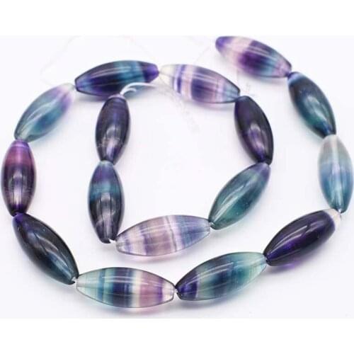 10x25mm Natural smooth Multicolor Fluorite oval stone beads For DIY necklace bracelet jewelry making 15 "
