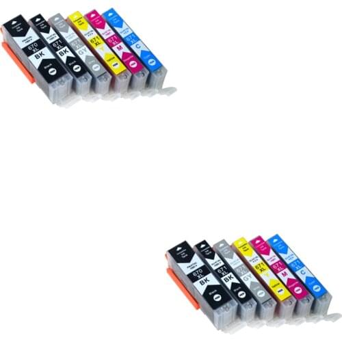 12pcs Luocai for canon PGI670 CLI671 PGI 670 CLI 671 compatible ink cartridge for canon PIXMA MG5766 inkjet Printer