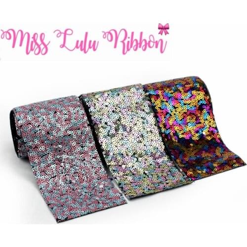 3"75mm Shiny Cutting Sequin Ribbon Gradient Color DIY Wedding Gift Packing Rainbow DIY Hair Bowknots 2yards/roll