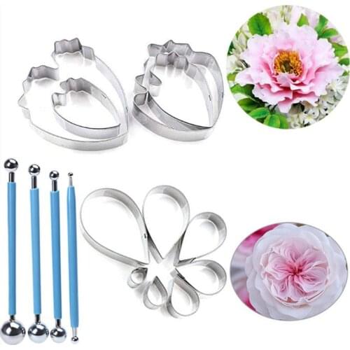7 Pcs Rose Petal Cutter and 4 Pcs Herbaceous Peony Cutter 4 Pcs Metal Ball 124E