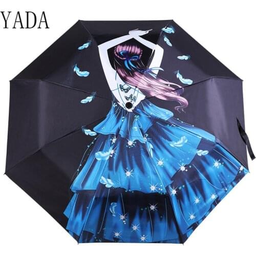 YADA Fashion Butterfly Girl Automatic Umbrella Clear Folding Cartoon Cat Umbrellas For Women Rain Anime Rain Umbrella YD200047