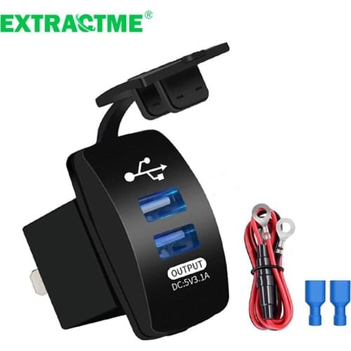 5V 3.1A Universal Cigarette Lighter USB Car Charger 12V-24V Waterproof Dual USB Power Socket for Marine Boat Motorcycle Truck