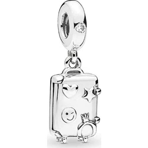 Free Shipping Authentic 925 Sterling Silver Suitcase Charms Fit Original Pandora Bracelet For Women DIY Jewelry S925 Bag Beads