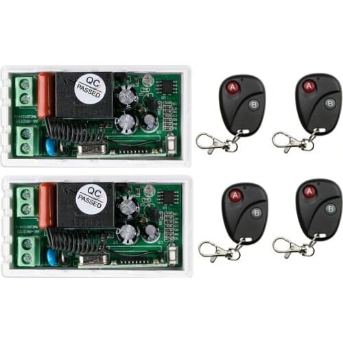 220 v 1 ch RF wireless remote control switch 2 receiver+4 transmitter self-lock 50m