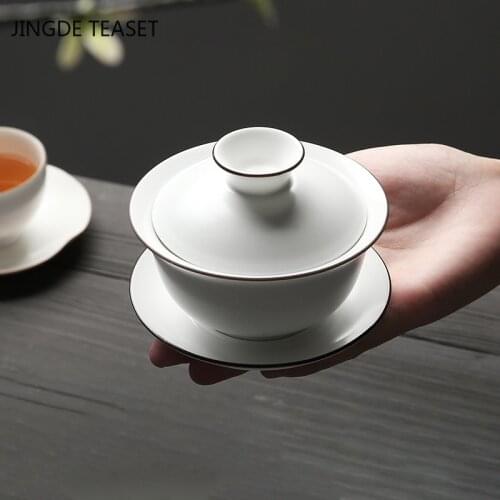 Large Handmade Ceramic Gaiwan Teacup Tea tureen Chinese Teaware Accessories Make tea Household Personal Master Cup Coffee cups
