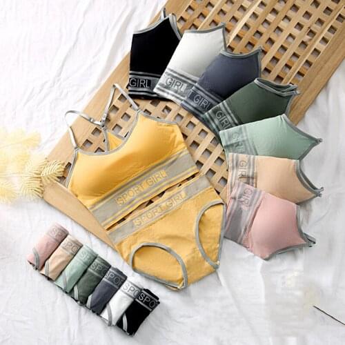 Letters Underwear Women Seamless Sexy Bra Set Shockproof Fitness Suit Running Absorb Sweat Sportwear Breathable Sport Bra Top