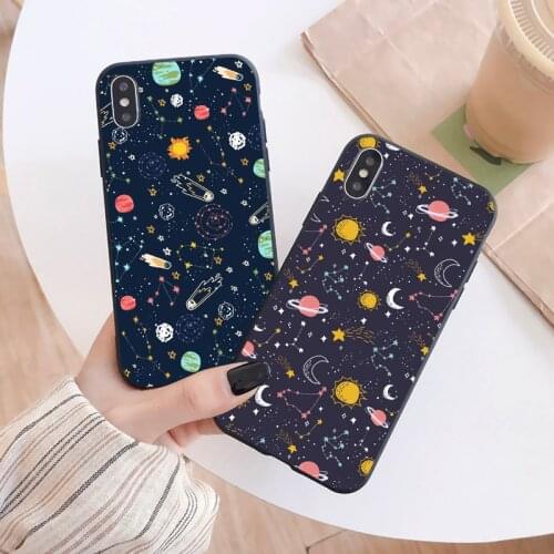 Space Moon Case For iPhone XR XS Max X 11 12 Pro MAX Cases Black Painted Phone Cover For iPhone 7 8 7Plus 8Plus 6S 6Plus SE 2020