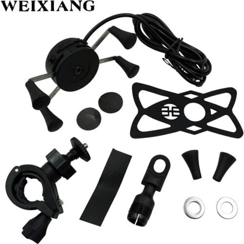 Motorcycle ATV Dirt Electric Bike X Grip Mount Cellphone Holder With USB Charger For Phone SNS GPS