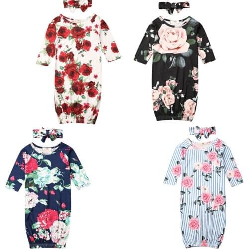 Infant Baby Sleeping Bag Newborn Blanket Swaddle Wrap Gown Floral Outfits 0-9M