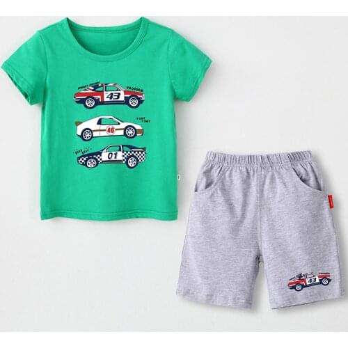 Kids Summer Clothes sets Baby Boy Cartoon Tops T-Shirt Train Shorts Outfits Set Sleepwears suits childrens set suit 2-8 years