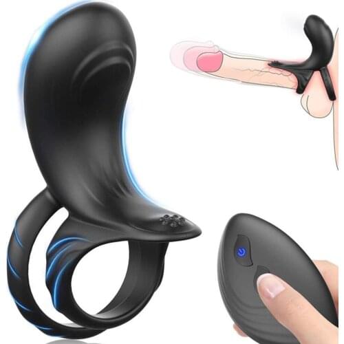 Vibrator Cock Ring Male Double Penis Ring Delay Ejaculation Sex Toys for Men Couple Clitoris Massager G spot Stimulator Remote
