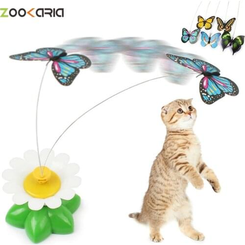 Cat Toys Electric Rotating Colorful Butterfly Bird Funny Dog Cat Toys Pet Seat Scratch Toy Pet Dog Cat Interactive Trainning Toy
