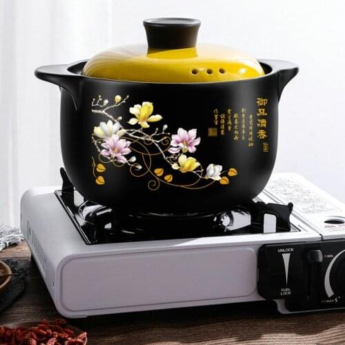 Ceramic Pot 2.5L Heat Resistant Soup Casserole High Temperature Open Flame Gas Heat Resistant Porcelain Casserole