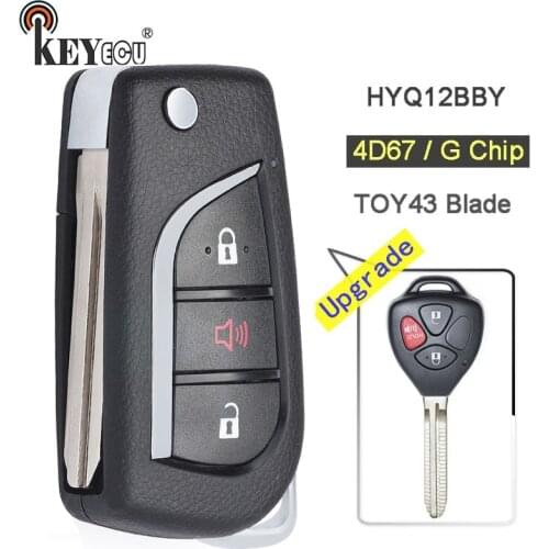KEYECU 4D67/ G Chip HYQ12BBY Upgraded Flip Folding 2+1 3 Button Remote Key Fob TOY43 for Toyota Rav4 Scion xB 4-Runner Yaris