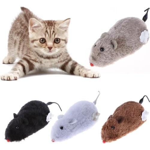 Creative Funny Clockwork Spring Power Plush Mouse Toy Multi Color Cat Dog Playing Interactive Toy Mechanical Motion Rat Pet Toy