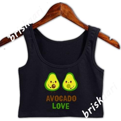Avocado Love Avocados Crop Top Anti-Wrinkle Spring Autumn Knitted Tank Top Letters Round Neck Natural For Girl Female Vest