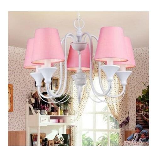 Room lamps and chandeliers of Korean Princess children room lamp American Iron bedroom garden restaurant lighting
