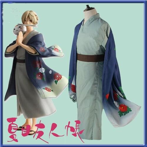 Natsume Yuujinchou Natsume Takashi Cosplay Costume Japanese Printting Kimono Yukata Halloween Costume for Adult Male and Female