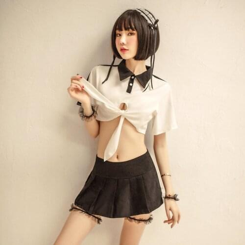 2020 new sexy lingerie bowknot hollow waist student dress passion suit sweet uniform temptation sexy