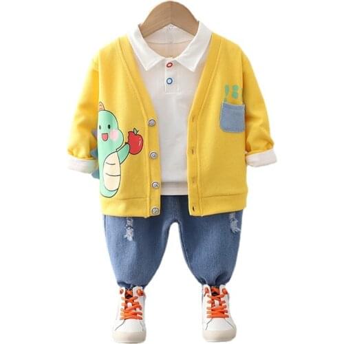 New Spring Autumn Baby Boys Clothes Suit Children Cartoon Jacket T-Shirt Pants 3Pcs/Sets Toddler Fashion Costume Kids Tracksuits
