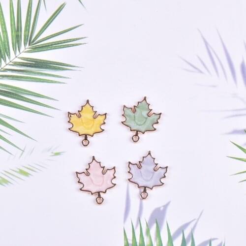 10pcs/lot Plant Canada Leat Enamel Charms Fashion Jewelry Earring DIY Making Charms Gold Color