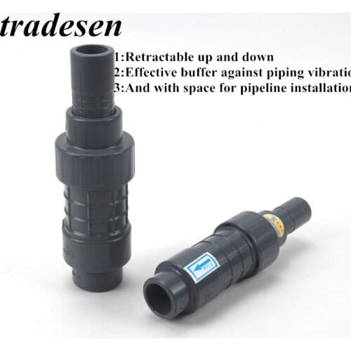 1PCS 20-63mm Piston Type Expantion Joint Straight Expansion joint UPVC Buffer Joint PVC Pipe Joint seismic joint Union Joint