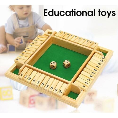 Family Fun Game Set Shut The Box Wooden Mathematic Traditional Pub Board Dice Game Travel 4 Players Children Educational Toys