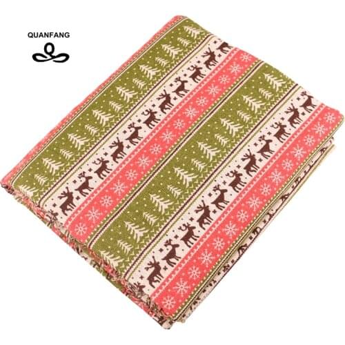 QUANFANG Deer Series ,Cotton Linen Fabric For Sewing DIY Quilting,Sofa,Table,Clothes,Curtain,Cushion Hold Pillow Case,50x150cm