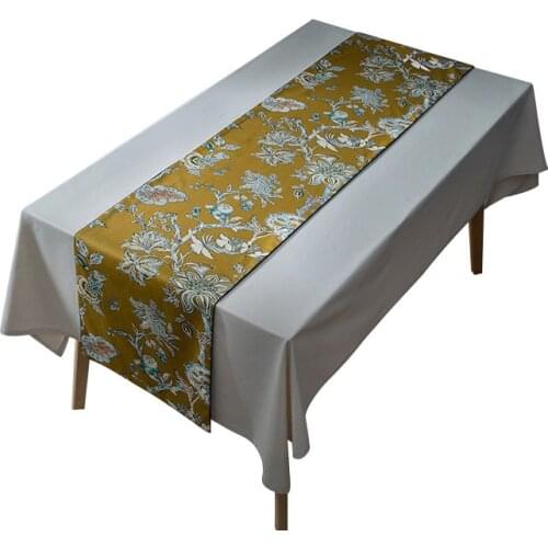 Flower Pattern Table Runners Chinese Traditional Style TV Cabinet Cover Table Runners For Teahouse Party Tablecloth Double Layer