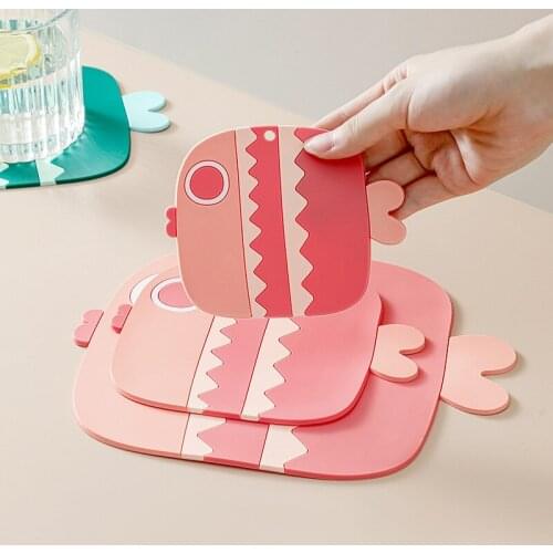 Kawaii Placement Table Chubby Fish Heat Insulation Anti-scalding Mat Pot Mat Non-slip Thicken Bowl Mat Coaster Kitchen Table Mat
