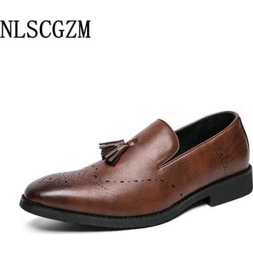 Dress Shoes Mens Fashion Coiffeur Wedding Dress Brogue Shoes Men Italian Formal Slip on Shoes Men Loafers Office 2021 Zapatillas