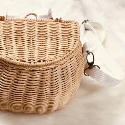 Cycling Bag Bike Basket Weaving Wicker Crossbody Bag Small Straw Backpack Basket Handmade Rattan Kids Shoulder Bag Travel Tote