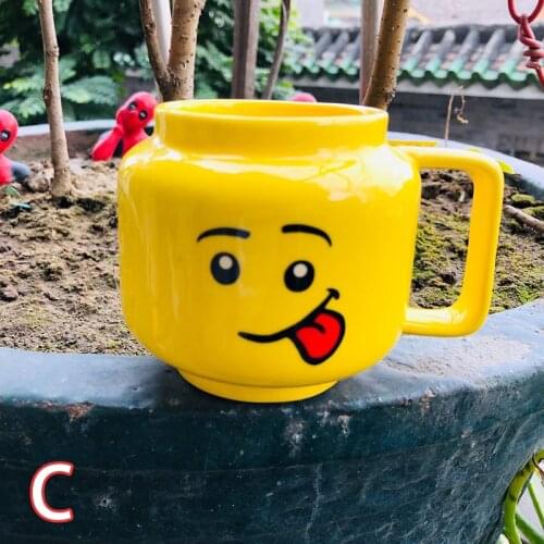 250ml Yellow Ceramic Mug Smile Expression Cartoon Coffee Milk Tea Cup