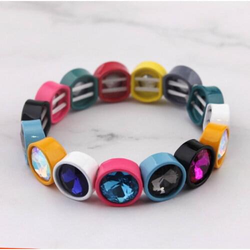 10 MM ZWPON Small Dot Paint Glass Crystal Elastic Bangles Bracelets for Women 2019 Fall Round Crystal Charm Bracelets Jewelry