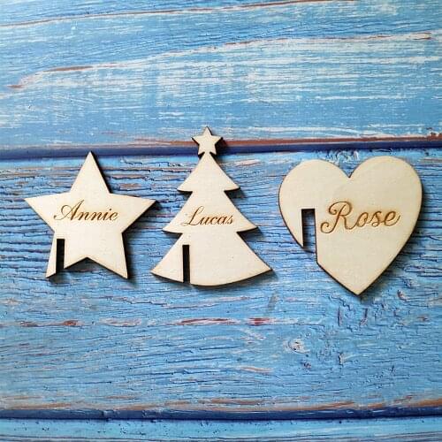 10pcs Personalised Heart Star Christmas Tree Wine Glass Escort Card Cup Place Setting Cards Wedding Birthday Party Decoration