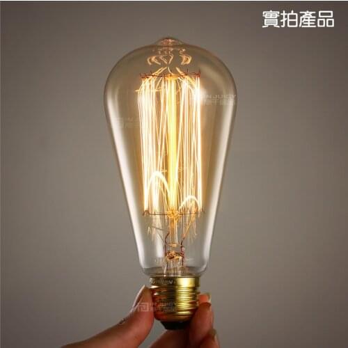 10PCS Edison Industrial Halogen Bulb ST64 120V 220V Revolution Carbon Tungsten E27 light bulb