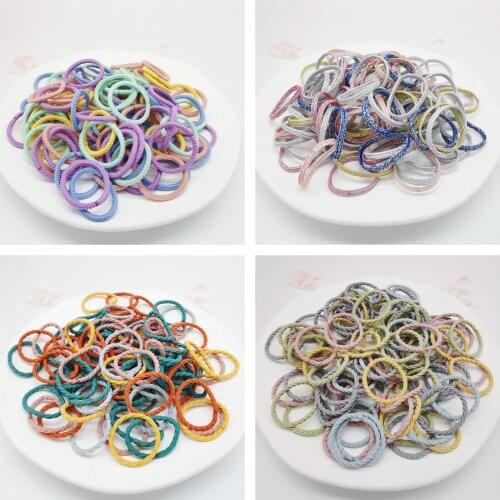 100PCS/Set Girl Simple Basic Hair Kids Ponytail Elastic Rubber Band Rope Vintage Accessories Headband Scrunchie Headdress Set