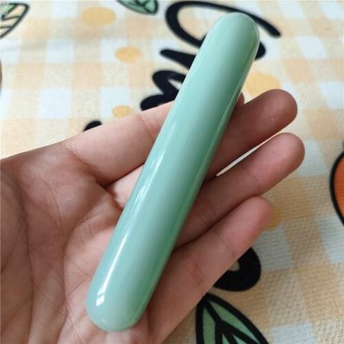 110mm Natural Stones Yoni Wand Crystal Green Jade Pleasure Stick Massage GuaSha Tool Acupoint Pen Health Care Jade Massage