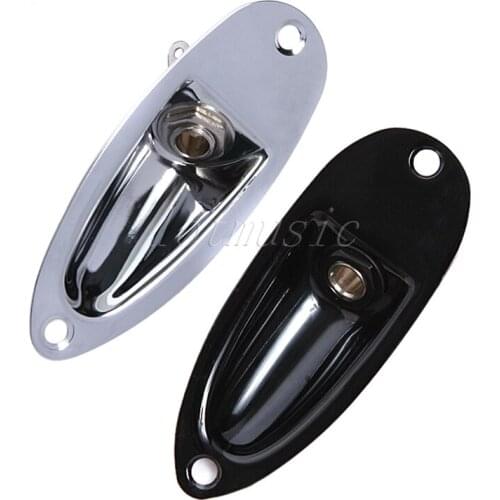 2Pcs Boat Output Jack Plate Socket For Fender Strat Guitar Replacement Silver and Black