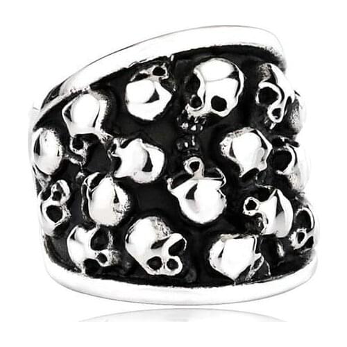 2017 Cool Skull Ghosts Ring 316L Stainless Steel Mens Women Fashion Motor Biker Ring