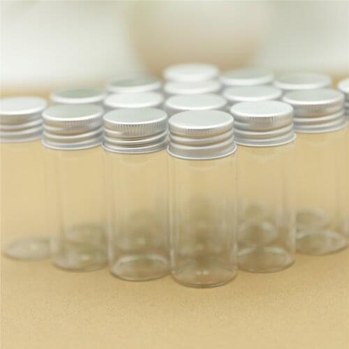 24 Pieces 30*70mm 30ml Glass Jars Bottles test tube Aluminum Caps Vials Transparent Containers Cute Small Glass Bottle