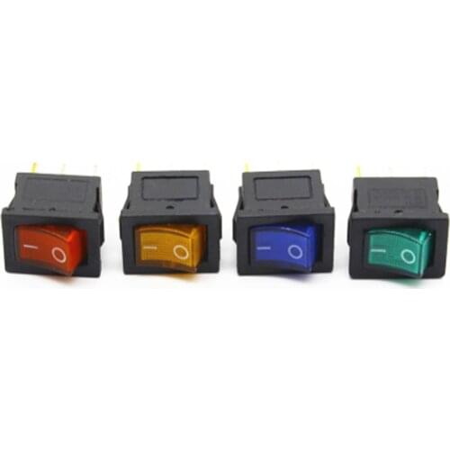 5Pcs KCD1 Red Blue Green Yellow Button On-Off 3Pin DPST Latching Boat Truck Car Rocker Switches 6A/10A 250V/125VAC With Light