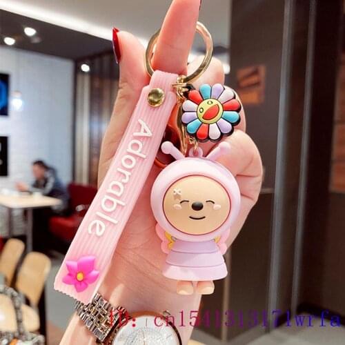 PVC Bee Doll Keychain Kawaii Men Keybuckle Key chain Decorations Cute Silica gel Bag Pendant Women Gift Keyring Anime Cartoon