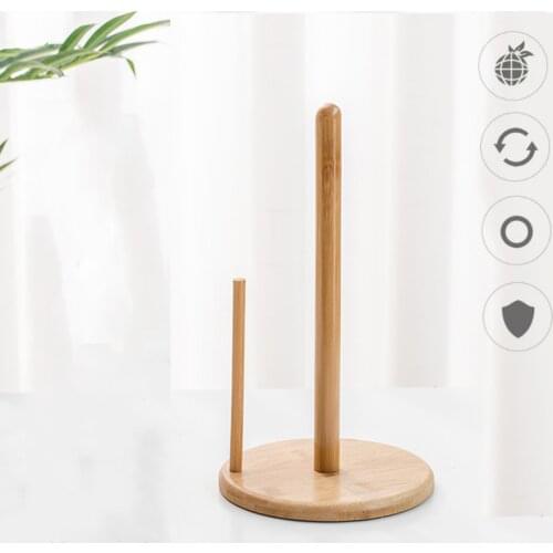 Toilet Paper Holder Bamboo Toilet Paper Holder Roll Paper Stand Organizer Bathroom Suction Hanger Tissue Rack Kitchen Towe