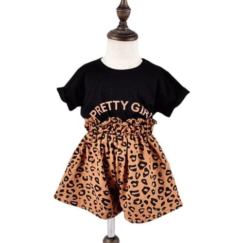 Kids Girls Leopard Print Clothing Sets Muti Color Princess 2020 New Children Summer Outwear Pink Cute Tank Tops Shorts CS115