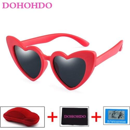DOHOHDO Kids Sunglasses Polarized High Quality Children Sun Glasses Heart Silicone Flexible Safety Glasses UV400 Baby Eyewear
