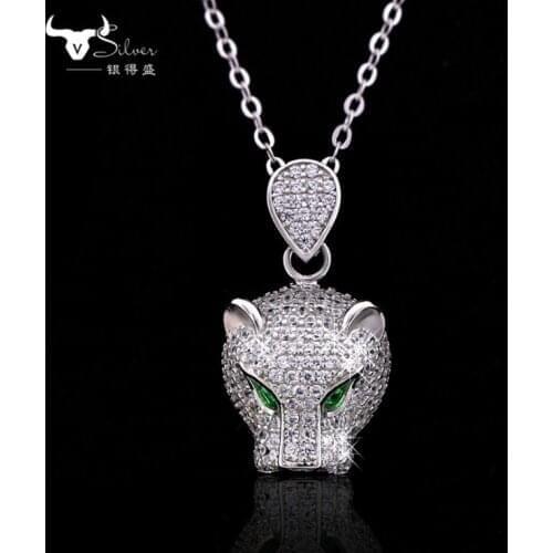 Europe domineering personality high-grade leopard head peny 925 silver Original Crystals From Swarovskis Necklaces Women